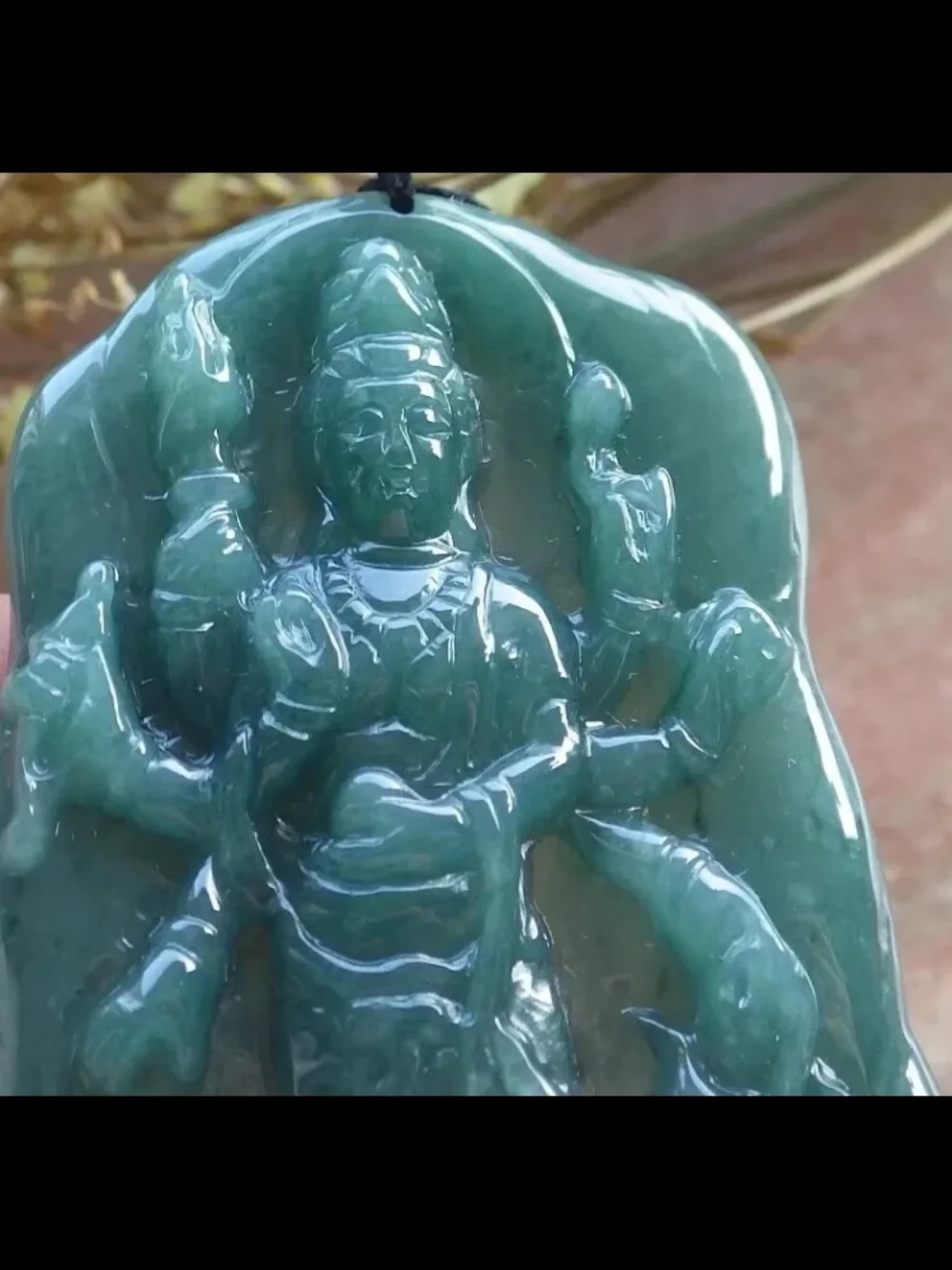 Certificate Jadeite jade Green Wealth mercy Big Dragon Guanyin Pendant